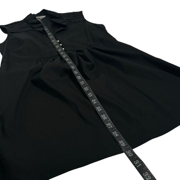 Mantu Black Sleeveless Small V-neck Button-Down Ruffled Top Blouse sz 6 - Picture 9 of 12